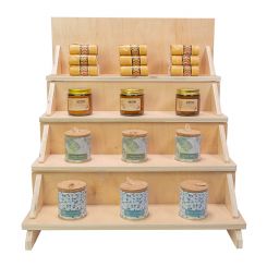 Wooden 4 Tier Narrow Countertop Step Display, Collapsible - 18"W